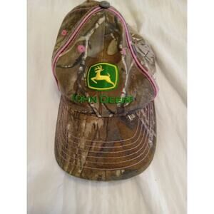 John Deere Strapback Hat Women's One Size Green Pink Camouflage